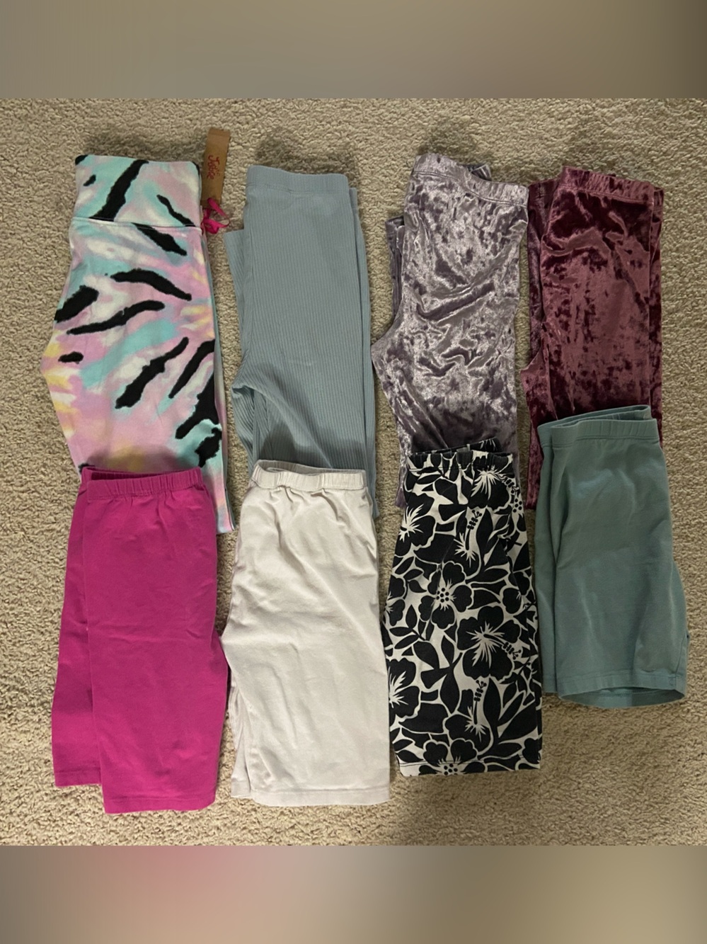 Girls Large 10/12 Assorted Color & Pattern Leggings and shorts bundle